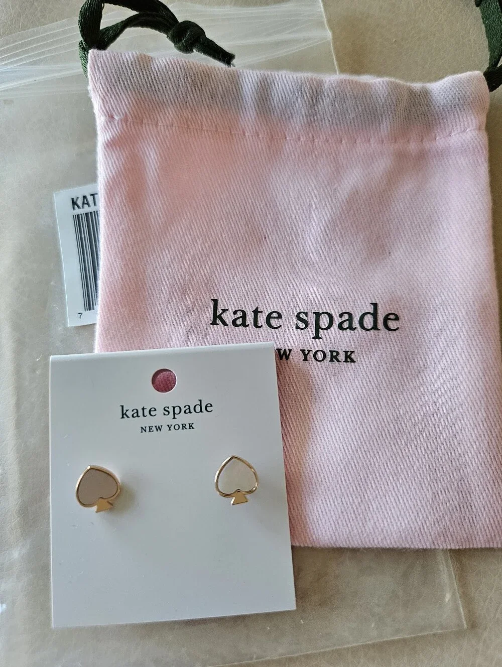 Kate Spade Mother of Pearl Heritage Spade Stud Earrings Gold NWT